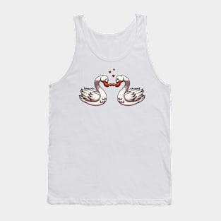 Cute Geese Couple Forming Heart Shape Tank Top